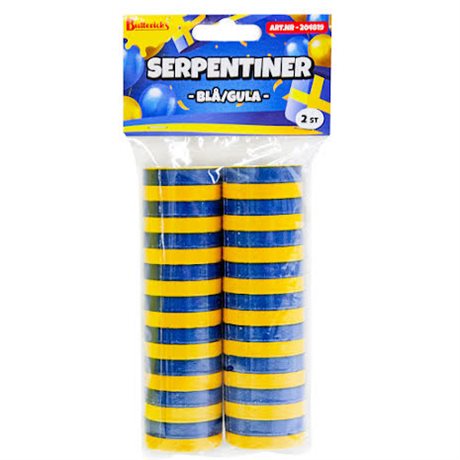 Serpentin, blå/gul 2-pack