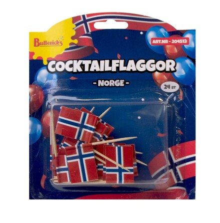 Cocktailflaggor Norge 24 Pack