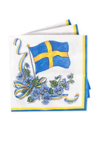 Servetter med Svenska Flaggan